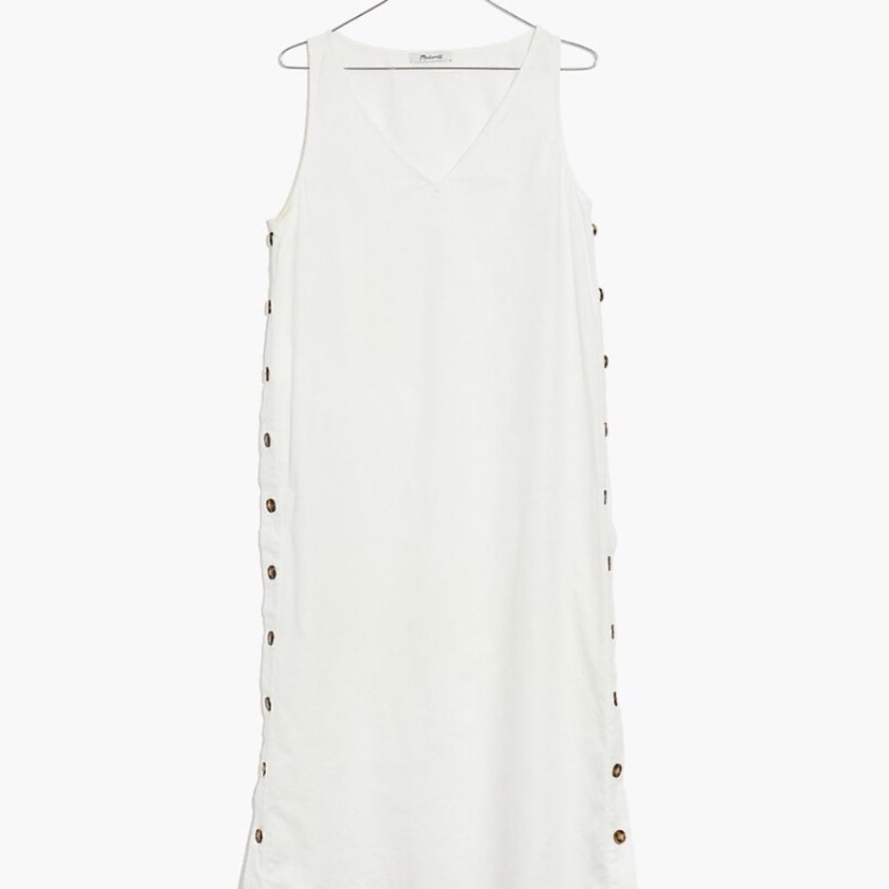 NWT Madewell Linen-Cotton Side-Button Midi Dress